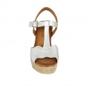 Woman's strap sandal with platform in silver laminated leather wedge heel 9 - Available sizes:  42, 43, 45