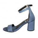 Woman's open strap shoe in light blue leather heel 7 - Available sizes:  34, 42, 43