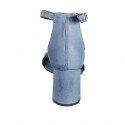 Chaussure ouverte pour femmes en cuir bleu clair avec courroie talon 7 - Pointures disponibles:  42