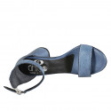 Zapato abierto para mujer en piel azul claro con cinturon tacon 7 - Tallas disponibles:  42
