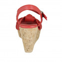 Sandalo da donna con cinturino, plateau e nodo in pelle rossa zeppa 9 - Misure disponibili: 42, 43
