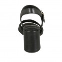 Sandalia para mujer con cinturon en cuir noir tacon 7 - Tallas disponibles:  42, 43