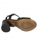 Sandale pour femmes en cuir noir avec courroie talon 7 - Pointures disponibles:  32