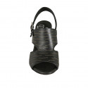 Sandalo da donna in pelle forata tagliata nera tacco 7 - Misure disponibili: 43
