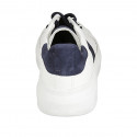 Chaussure pour femmes à lacets avec semelle amovible en cuir blanc et daim bleu talon compensé 4 - Pointures disponibles:  32, 33, 34, 42, 43, 44, 45