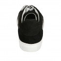 Chaussure pour femmes à lacets avec semelle amovible en daim et tissu tressé noir talon compensé 2 - Pointures disponibles:  33, 34, 42, 43, 44, 45