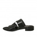Woman's mules in black leather with ring heel 2 - Available sizes:  43