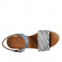 Sandale pour femmes en cuir et cuir tressé bleu gris et gris avec courroie et plateforme talon compensé 9 - Pointures disponibles:  42, 43, 44, 45