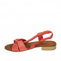 Woman's sandal in red leather with elastic band heel 2 - Available sizes:  33, 42