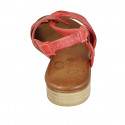 Sandalia para mujer en piel roja con elastico tacon 2 - Tallas disponibles:  33, 42