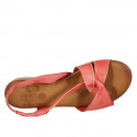 Woman's sandal in red leather with elastic band heel 2 - Available sizes:  33, 42