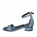 Zapato abierto para mujer en piel azul claro con cinturon tacon 3 - Tallas disponibles:  32, 43