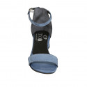 Chaussure ouverte pour femmes en cuir bleu clair avec courroie talon 3 - Pointures disponibles:  32, 43