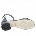 Woman's open strap shoe in light blue leather heel 3 - Available sizes:  32, 43