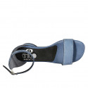 Scarpa aperta da donna con cinturino in pelle azzurra tacco 3 - Misure disponibili: 32, 43