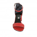Zapato abierto con cinturon para mujer en piel roja tacon 5 - Tallas disponibles:  43
