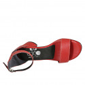 Chaussure ouverte pour femmes en cuir rouge avec courroie talon 5 - Pointures disponibles:  43