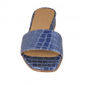 Mule ouverte pour femmes en cuir imprimé bleu clair talon 3 - Pointures disponibles:  42, 43