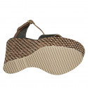 Sandale pour femmes avec courroie et plateforme en cuir noir et marron avec talon compensé tressé 12 - Pointures disponibles:  42, 43