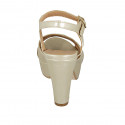 Sandale pour femmes avec plateforme et courroie en cuir lamé platine talon 10 - Pointures disponibles:  42