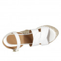 Sandalia para mujer con cinturon y plataforma en piel blanca cuña trensada 12 - Tallas disponibles:  43
