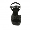 Sandale pour femmes avec courroie en cuir noir avec plateforme et talon 10 - Pointures disponibles:  42