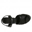 Woman's strap sandal in black leather with platform and heel 10 - Available sizes:  42