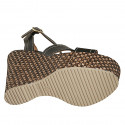 Sandale pour femmes avec courroie et plateforme en cuir noir avec talon compensé tressé 12 - Pointures disponibles:  43