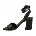 Sandale pour femmes en cuir noir avec courroie à la cheville talon 8 - Pointures disponibles:  42