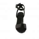 Sandalia para mujer en piel negra con cinturon al tobillo tacon 8 - Tallas disponibles:  42