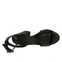 Woman's sandal with ankle strap in black leather heel 8 - Available sizes:  42