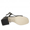 Sandale pour femmes avec courroie croisé en cuir noir talon 5 - Pointures disponibles:  42