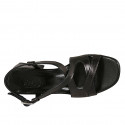 Sandalia para mujer con cinturon cruzado en piel negra tacon 5 - Tallas disponibles:  42
