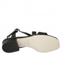Sandalia con cinturon cruzado para mujer en piel y piel estampada negra tacon 3 - Tallas disponibles:  33, 42, 43