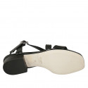 Woman's crossed strap sandal in black leather and printed leather heel 3 - Available sizes:  42