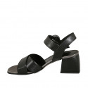 Woman's sandal with strap in black leather heel 5 - Available sizes:  31