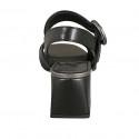 Woman's sandal with strap in black leather heel 5 - Available sizes:  31