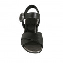 Woman's sandal with strap in black leather heel 5 - Available sizes:  31, 44