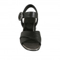 Woman's sandal with strap in black leather heel 5 - Available sizes:  31
