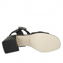 Woman's sandal with strap in black leather heel 5 - Available sizes:  31