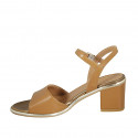 Sandalia para mujer con cinturon en piel cognac tacon 5 - Tallas disponibles:  42