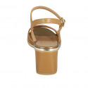 Woman's strap sandal in cognac brown leather heel 5 - Available sizes:  42