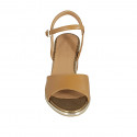 Sandalia para mujer con cinturon en piel brun claro tacon 5 - Tallas disponibles:  42