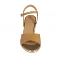 Woman's strap sandal in cognac brown leather heel 5 - Available sizes:  42