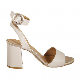 Woman's strap sandal in rose and copper leather heel 8 - Available sizes: 43