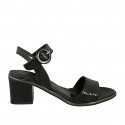 Sandale pour femmes avec courroie en cuir imprimé noir talon 5 - Pointures disponibles:  44
