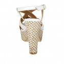 Sandale pour femmes avec plateforme en cuir blanc et talon tressé 12 - Pointures disponibles:  43