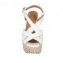Sandale pour femmes avec plateforme en cuir blanc et talon tressé 12 - Pointures disponibles:  43