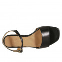 Sandale pour femmes en cuir noir avec courroie talon 2 - Pointures disponibles:  32, 43