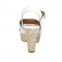 Sandalia para mujer con plataforma y cinturon en piel blanca y tacon trensado 10 - Tallas disponibles:  42